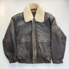 G-1 ミリタリー フライト レザージャケット 羊革 襟ボア L 短丈