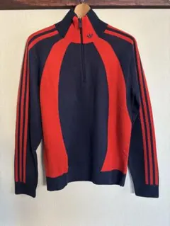 け*い様 adidas レッド ハーフジップ　ニット　セーター　オリジナル　常田