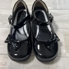 19㎝//リボン付きブラックフォーマルシューズ