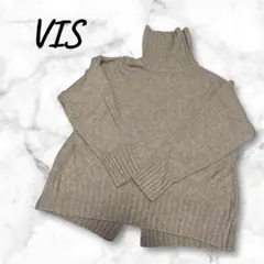 VIS ヴィス　ニット　タートルネック　ベージュ系　サイズFREE