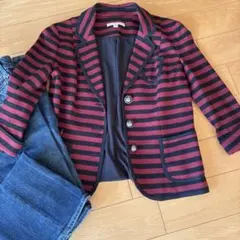 BANANA REPUBLIC テーラードジャケット Oサイズ 赤と黒ストライプ