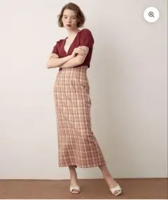 deicy ハイウエストチェックロングスカート　0