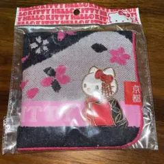 【黒】ハローキティ ハンカチ ハンドタオル サンリオ