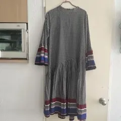 チェック柄長袖シャツワンピース