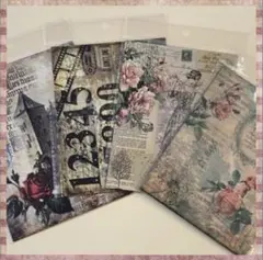 コラージュペーパー4種セットA♡紙素材　レトロ　ヴィンテージ
