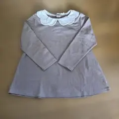 RIO ベージュ長袖カットソー アイボリー襟付き