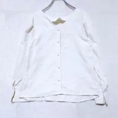ロペピクニック ノーカラーブラウス 長袖 M アイボリー