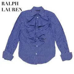 美品✨RALPH LAUREN ブラウス 長袖シャツ フリル ロンドンストライプ