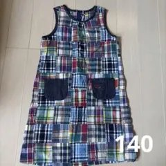 ミキハウス　チェック柄ノースリーブワンピース