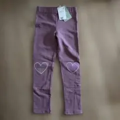 H&M パープル ハート刺繍 レギンス 120cm