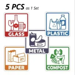 リサイクル分別ラベルセット 5 PCS