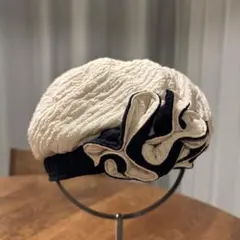 ベレー帽 daep shiho kunihiro ダッピ 美品 花 ホワイト