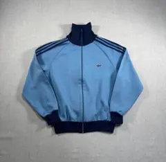 80s adidas アディダス トラックジャケット 水色 デサント製 4号