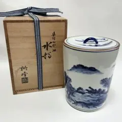 茶道具(水指) 【御室窯】の『色絵 岩竹 水指』共箱※美品 - メルカリ