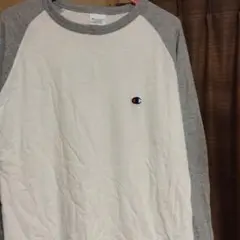 Champion 長袖Tシャツ L ホワイト/グレー