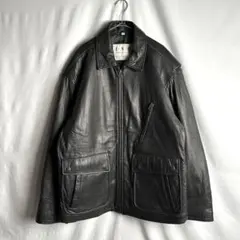 90s I・C・N 中綿 レザー ジャケット M ブラック 黒 玉虫 グリーン