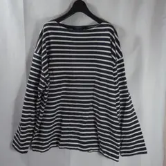 【ゆったり】BACK NUMBER ボーダー 長袖 カットソー L ネイビー 白