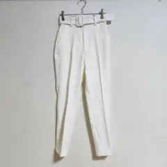 新品 GRL テーパードパンツ S ホワイト ベルト付 きれいめ 美品 春秋