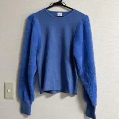 シャギースリーブドッキングニット　ブルー