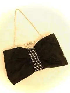 レースリボン  がまぐち　パーティーバッグ　クラッチバッグ