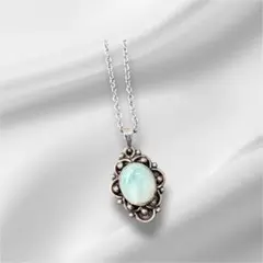 ラリマー(ドミニカ共和国産) アンティークシルバー SV925   ネックレス