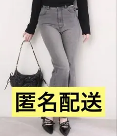 ナイスクラップ サイドカット美脚ビジューデニムパンツ ブラック Sサイズのサムネイル