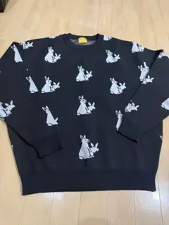 美品】 #FR2 ニット うさぎ 総柄ニット スウェット 黒ブラック M 