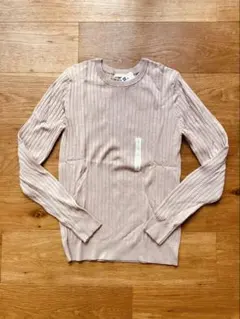 GU ジーユー ピンク リブ クルーネック セーター 長袖 S