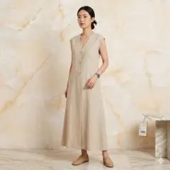 【新品タグ付き】mignon ロングベスト ジレ ベージュ LL 秋服　羽織