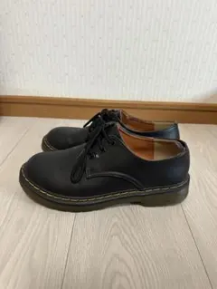 黒 レースアップ シューズ 合成皮革