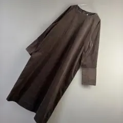 無印良品 ダークブラウン コーデュロイ 長袖ロングワンピース M〜L