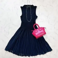 極美品✨セオリー ニットワンピース 近年 Aライン フレア ネイビー 洗える S