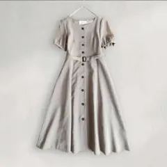 【定価2.4万】レッセパッセ シャツワンピース 袖シアー スクエアネック ベルト