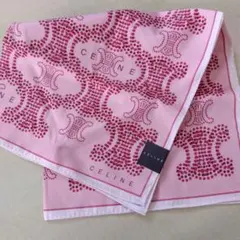 CELINE ピンク マカダムパターン ハンカチ