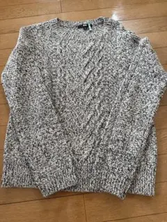 UNIQLO ケーブルニット セーター ミックスグレー クルーネック L