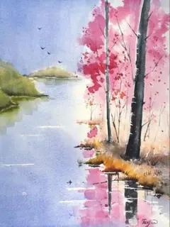 岩間に咲く花』#透明水彩画 #水彩画 #原画 #花 #絵画＃一点もの - メルカリ