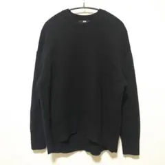 UNIQLO ユニクロ スムースコットンリラックスクルーセーター ニット 黒
