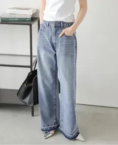 試着のみ　ラジエム　ストレートデニムパンツ Lのサムネイル