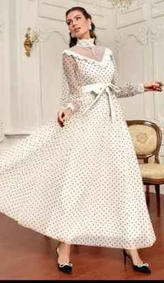 Shein ドット長袖 ワンピース ドレス