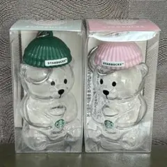 韓国限定Starbucks ベアリスタ キーホルダー ピンクグリーン2個セットのサムネイル