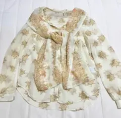 vintage スカーフ セーラーカラー シアーシャツ ブラウス 花柄 used
