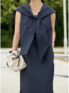 【新品未使用】bow.a BOW TIE ONE-PIECE ネイビーチェック