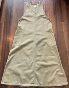 カーキ ジャンパースカート ロング