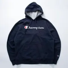 Champion　チャンピオン　パーカー　プルオーバー　ネイビー　プリントロゴ
