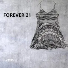 【フォーエバー21】 キャミソールチュニック ミニワンピース　黒×白 L