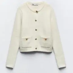 新品未使用　ザラ　ゴールドボタンカーディガン　エクリュ★