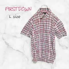 チェック柄シャツ 半袖 Lサイズ ホワイト ファーストダウンのサムネイル
