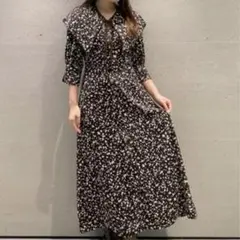 snidel ワンピース ビッグカラープリントワンピース　ブラウン