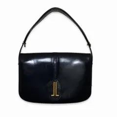 LANVIN PARIS レザーハンドバッグ ネイビー ゴールド金具 フランス製のサムネイル