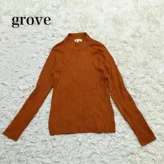 grove グローブ　長袖ニット M ハイネック　ワールド　カジュアル　洗える